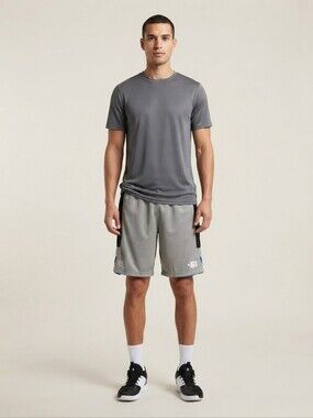 NBA Gray and Black Athletic Shorts with Blue Accents